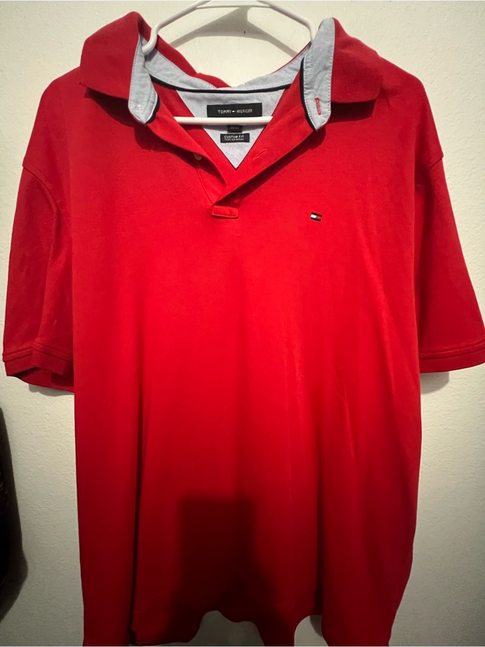 Tommy Hilfiger Red Polo with Contrast Collar